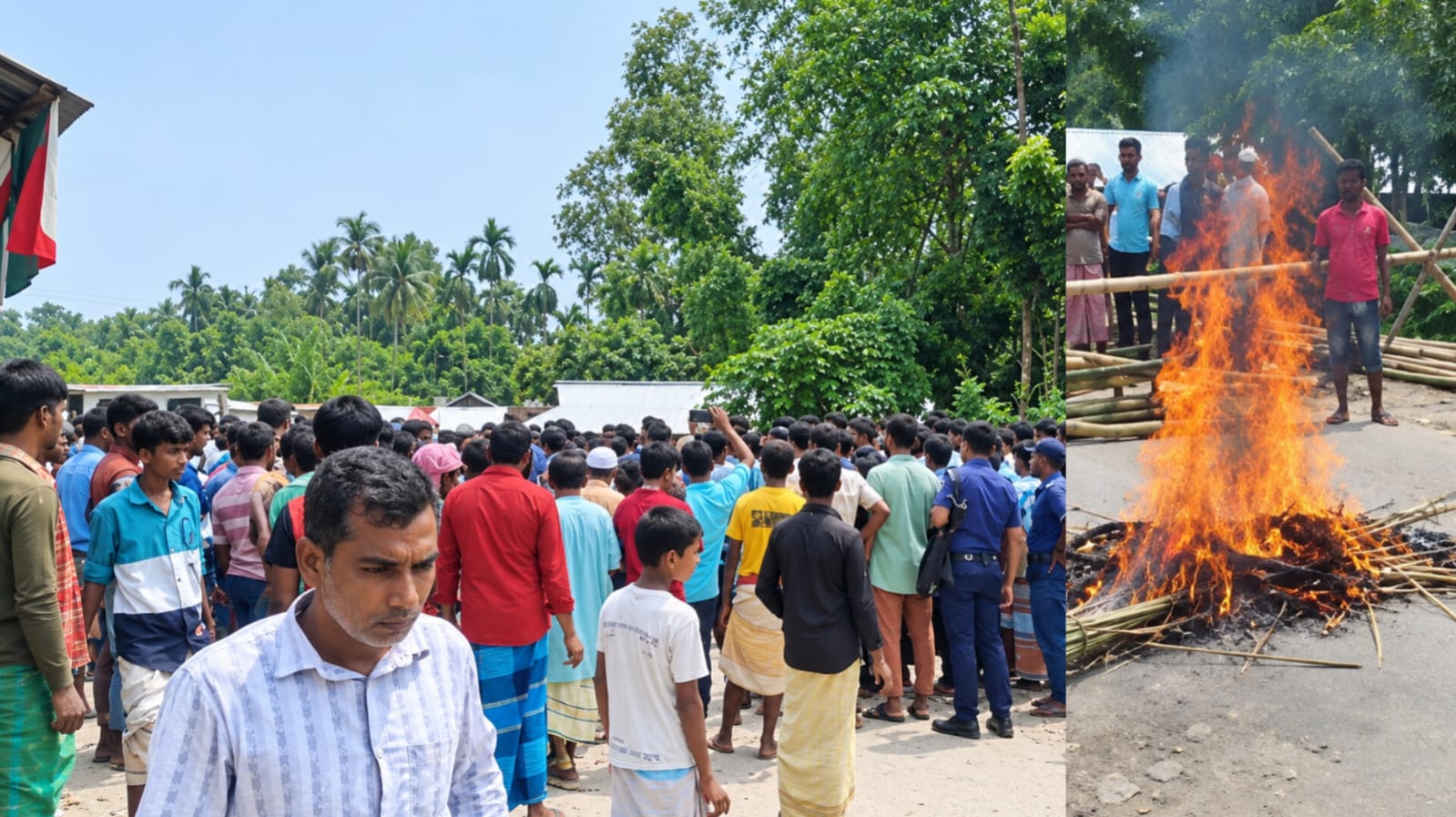 সারের দাবিতে ভূরুঙ্গামারীতে বিক্ষোভ, সড়ক অবরোধ  করছেন  কৃষকরা